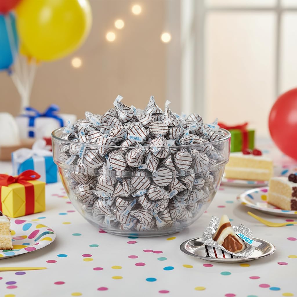 Hugs Bulk Candy 200 Pieces - Bulk Kisses Hugs Candy Individually Wrapped in Silver Foils - Milk Chocolate Candy for Party Favors, Wedding Favors