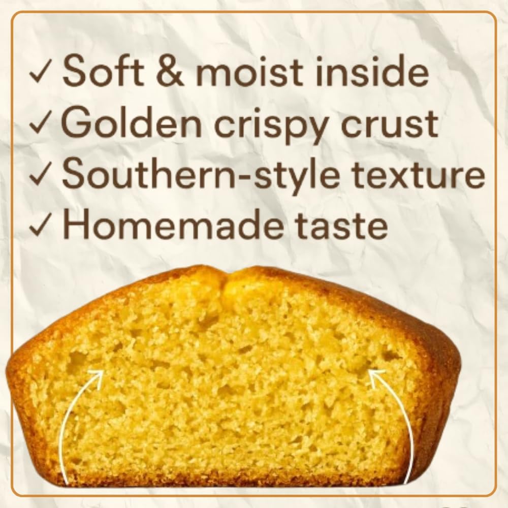 Southern Cornbread Loaf - Sweet Rich Buttery Flavor - Homemade Style - Freshly Baked Whole Perfect for Breakfast, Dinner, or Holiday Meals - Net Wt 1