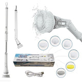 Greater Range Electric Spin Scrubber - Cordless Cleaning Head with 6 Replaceable Brushes - 90° Rotatable - Ideal for Floor, Window, Cars - Ivory White