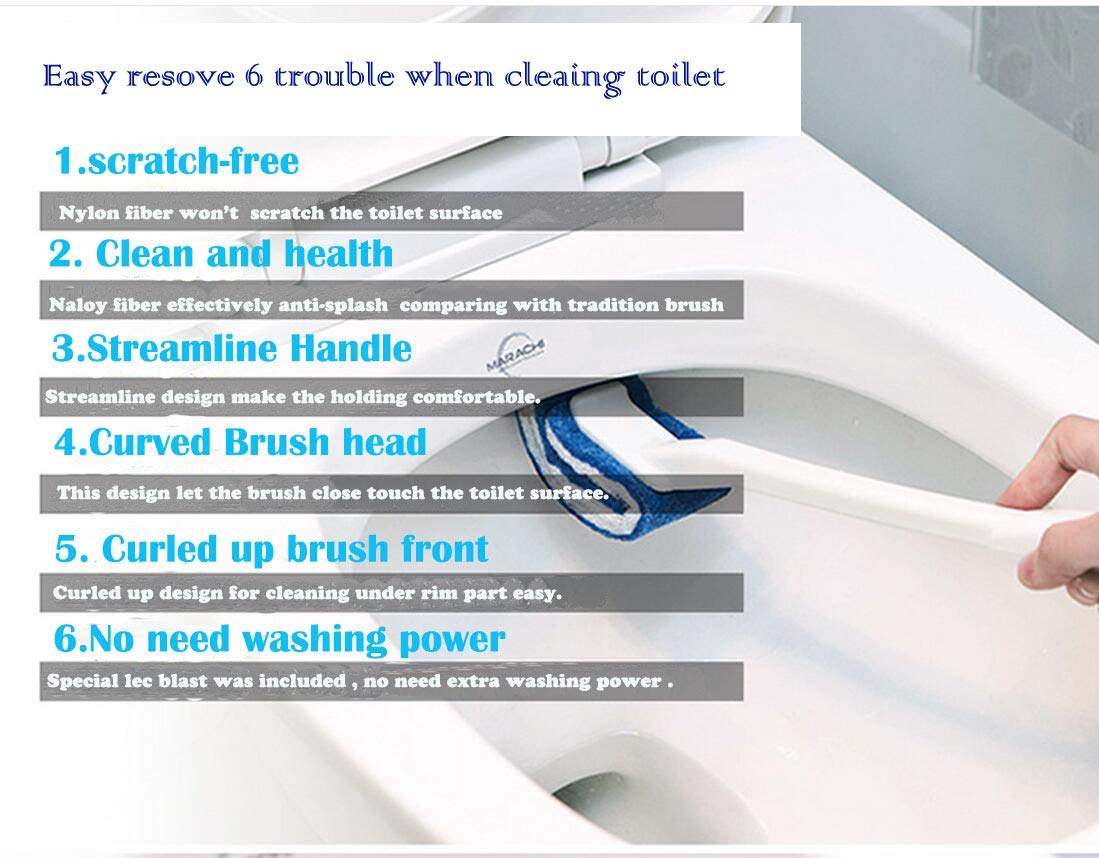Toilet Brush Bowl Brush Bathroom Brush Under Rim Toilet Brush Scracth-Free Curved Good Grip Easy to use deep Cleaning No Scratching, Anti-Splashing