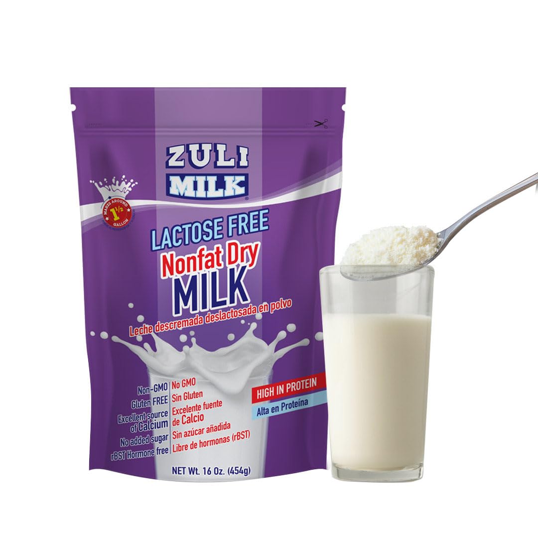 Nonfat Dry Milk Powder for Baking & Coffee 16oz - Fat Free & Lactose Free Powder for Adults, Non-GMO, rBST Hormone-Free, Good Source of Protein and Calcium, Substitute For Liquid Milk (1 Pack)