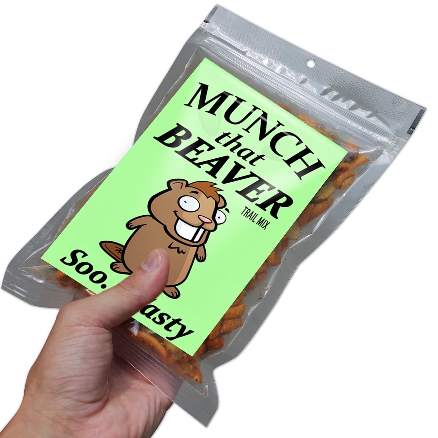 Munch That Beaver Trail Mix - Unique Gift Ideas for Friends, Funny Beaver Gag Gifts for Men and Women, Stocking Stuffers, Salty, Made in America, 9 Oz