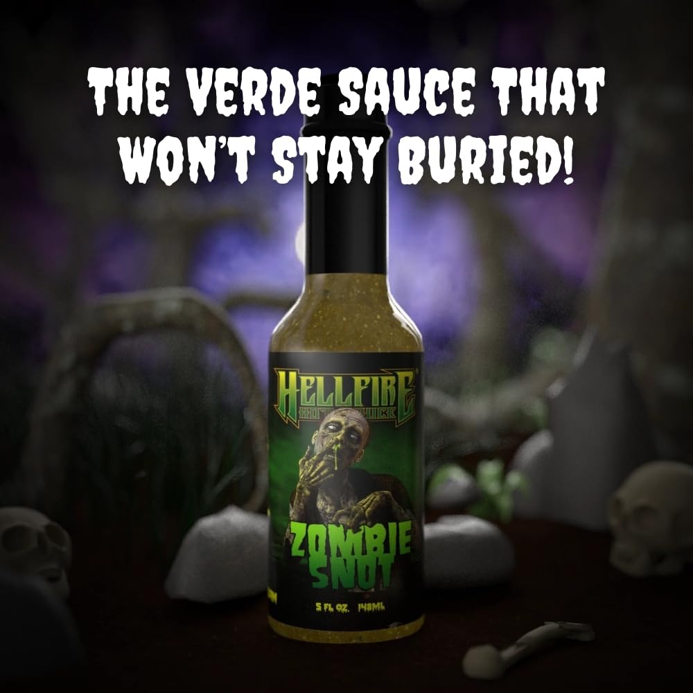 Hellfire Zombie Snot Hot Sauce, Award-Winning Chilehead Salsa Verde Sauce, Made with Carolina Reaper Peppers, World's Best Taco Sauce, Gourmet, Vegan