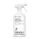 ATTITUDE Bathroom Cleaner Spray, EWG Verified, Plant-Based & Vegan, Safe for Bathroom Surfaces, Tiles, Tubs, Shower Walls, and Grout, Unscented, 27.1