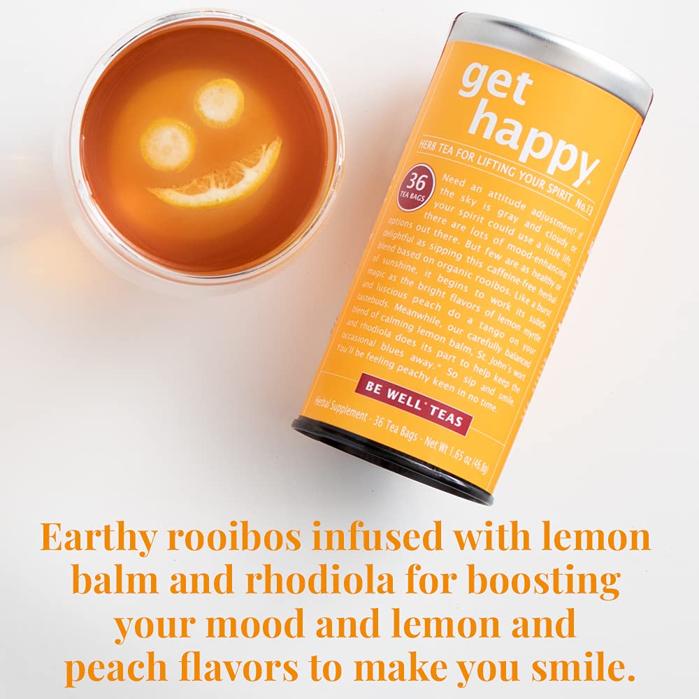 The Republic of Tea Be Well Teas No. 13, Get Happy Herbal Tea For Lifting Your Spirits, Refill Pack of 250 Tea Bags