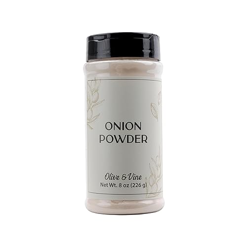 Olive & Vine Onion Powder, Savory Flavor, Seasoning for Soups, Stews, and Sauces, with Rich Tradition, Authentic Taste, For Global Recipes (8 Ounce)