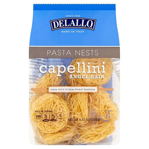 DeLallo Capellini Egg Pasta Nests, Angel Hair Long-Cut Pasta, 8.8oz Bag