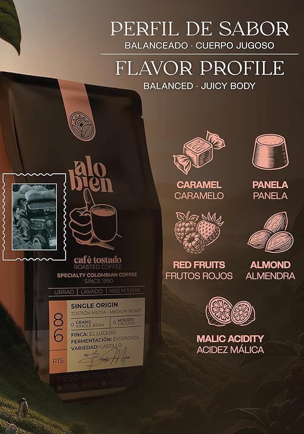 Alo Bien Specialty Coffee (Whole Bean) 1 LB. - Café Especial Colombiano Tostado By Beta Mejía 2 Pack