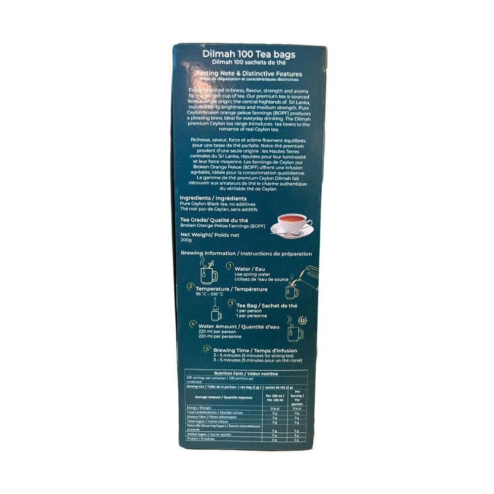 Dilmah Ceylon Supreme Tea - 50 Tea Bags in Foil Pouch - Finest Pure Ceylon Black Tea Box -100g (3.53 oz)