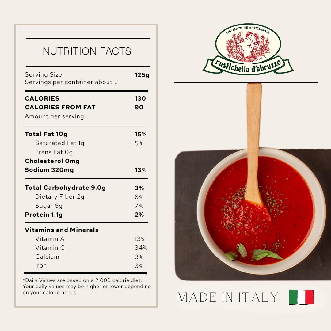 Rustichella d'Abruzzo Arrabbiata Sauce | Authentic Spicy Tomato Sauce with Extra Virgin Olive Oil, Chili, Garlic & Onions | Perfect for Pasta, Pizza