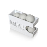 Dryer Ball Holder for Laundry Room, Dryer Balls Container Wall Mount, Wood Dryer Balls Storage Organizer, Wool Dryer Ball Dispenser Basket (White)