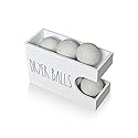 Dryer Ball Holder for Laundry Room, Dryer Balls Container Wall Mount, Wood Dryer Balls Storage Organizer, Wool Dryer Ball Dispenser Basket (White)