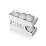 Dryer Ball Holder for Laundry Room, Dryer Balls Container Wall Mount, Wood Dryer Balls Storage Organizer, Wool Dryer Ball Dispenser Basket (White)
