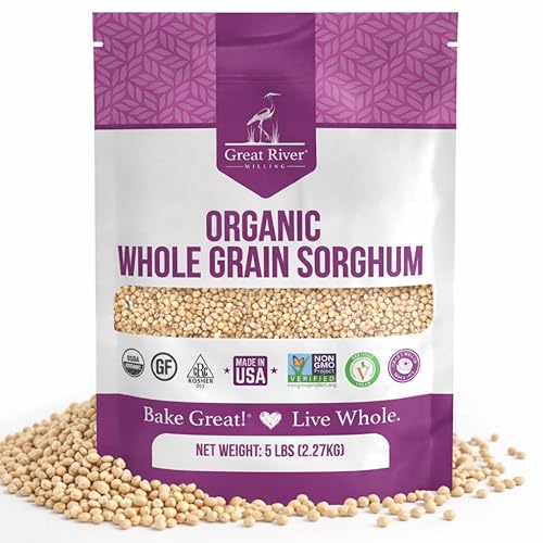 Great River Milling Whole Grain Sorghum | High-Protein Ancient Grain | Non-GMO, Kosher Certified | Ideal for Salads, Pilaf, Porridge, Baking & More |