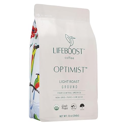 Lifeboost Light Roast Ground Coffee - Non-GMO Single Origin Low Acid Organic Light Roast Coffee - Third Party Tested For Mycotoxins & Pesticides