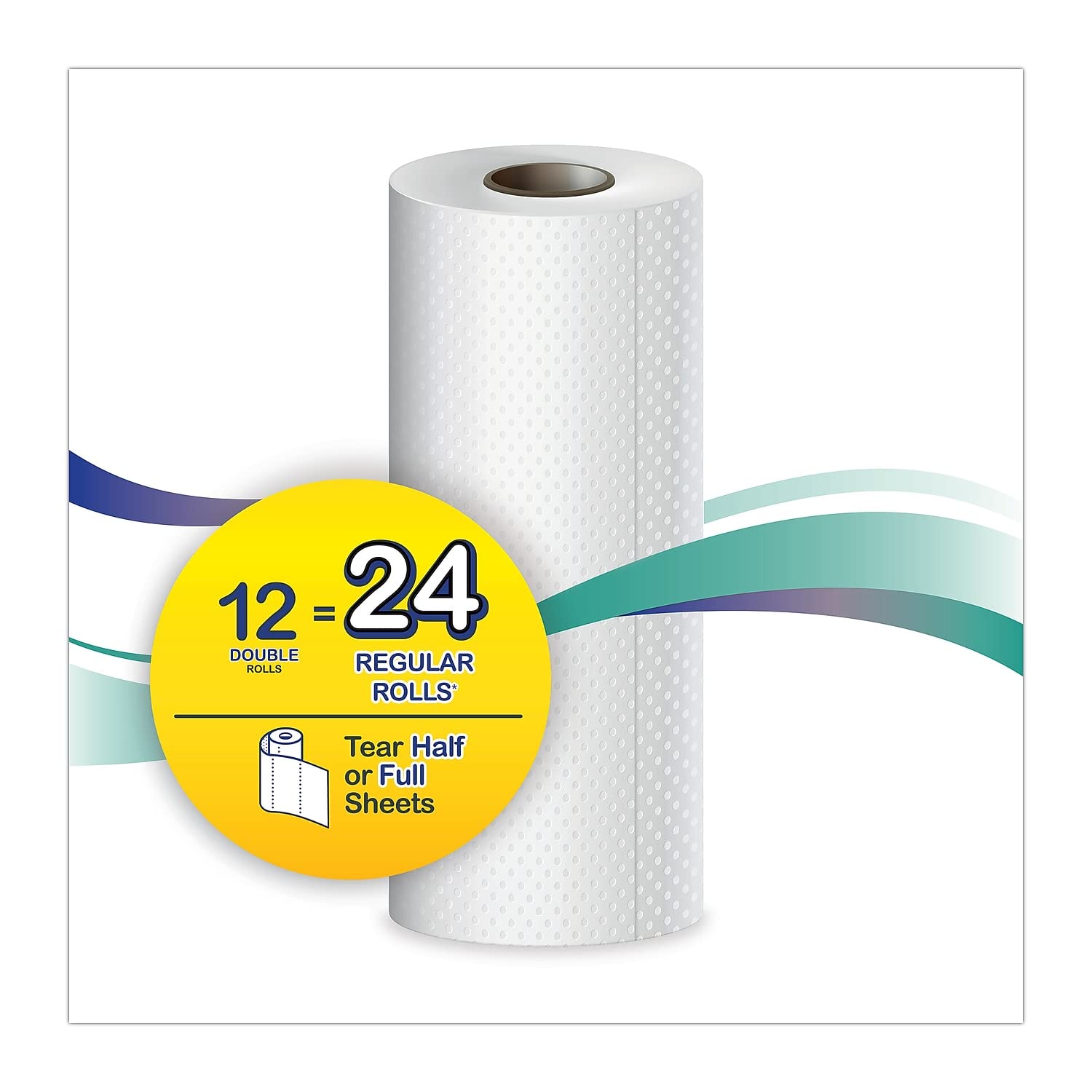 Windsoft Premium Paper Towels, 12-Pack, 110 Sheets Per Roll, Double Rolls, Perforated Full & Half Sheets, 2-Ply White Kitchen Towels, Embossed