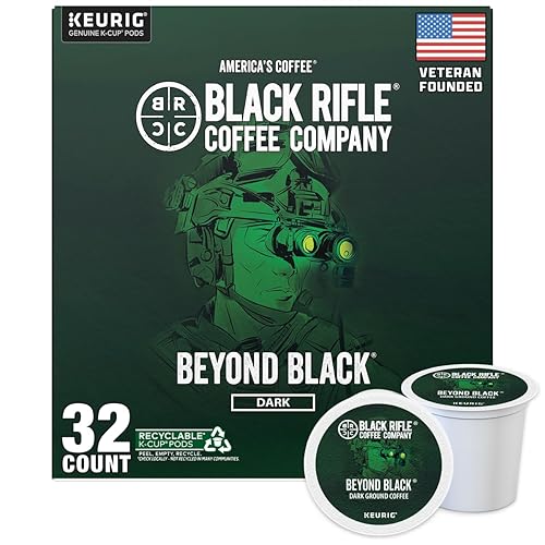Black Rifle Coffee Company Beyond Black, 32 Count, Dark Roast K Cups - Single Serve K Cups Coffee Pods - Kcup Pods Compatible with Keurig 1.0 & 2.0