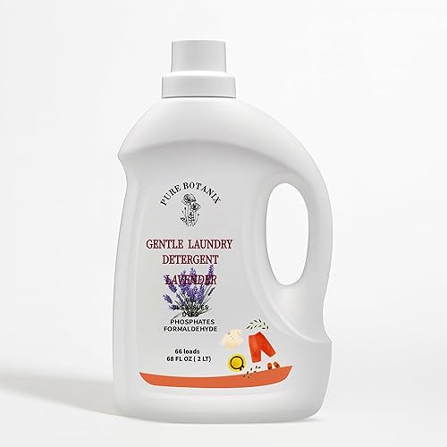 PURE BOTANIX Lavender Plant-Based Hypoallergenic Laundry Detergent, Gentle & Non-Toxic Soap for Sensitive Skin, EWG Verified, Concentrated, 68 Fl Oz |