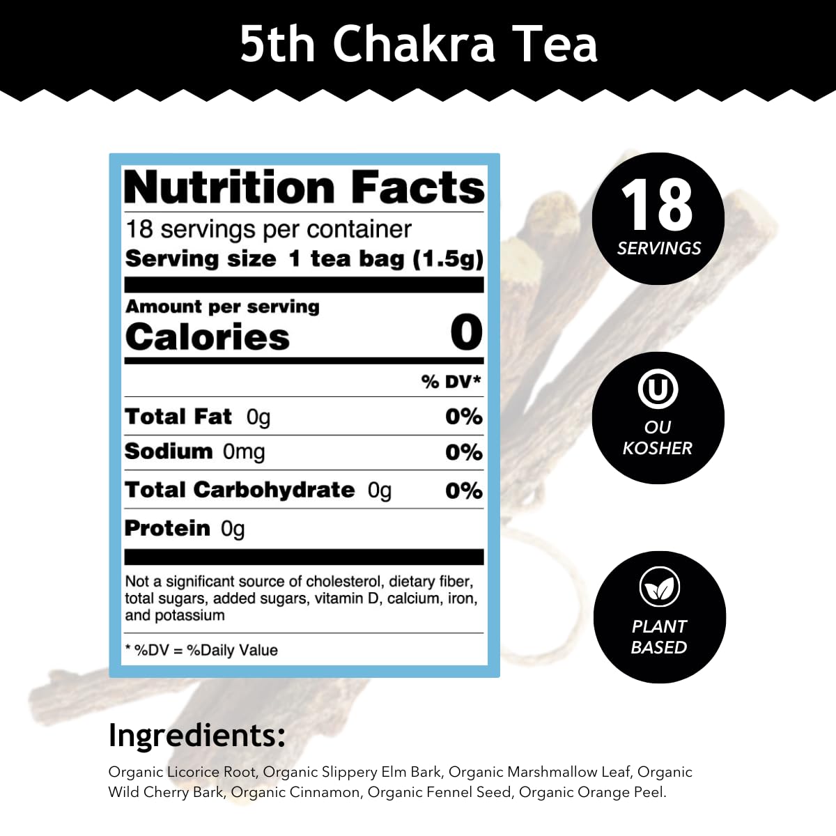 Buddha Teas - 5th Chakra Tea - Organic Herbal Tea - For Communication, Creativity & Self-Expression - With Licorice, Cinnamon & Aquamarine Essence
