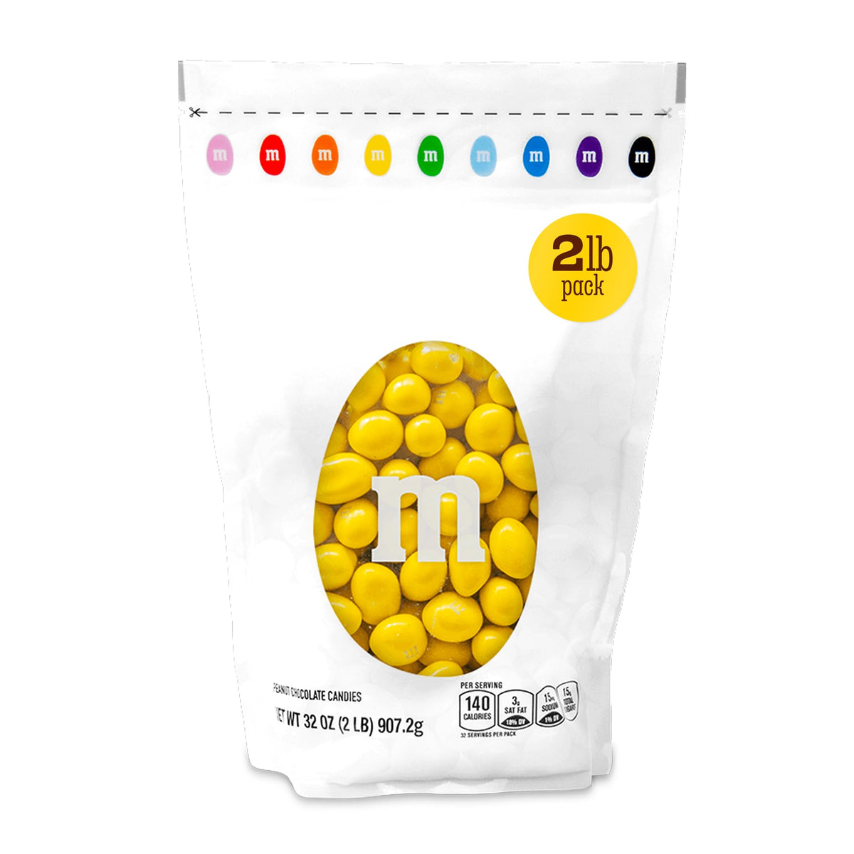 M&M'S Yellow Peanut Chocolate Candy, 2 lb Bulk Resealable Bag
