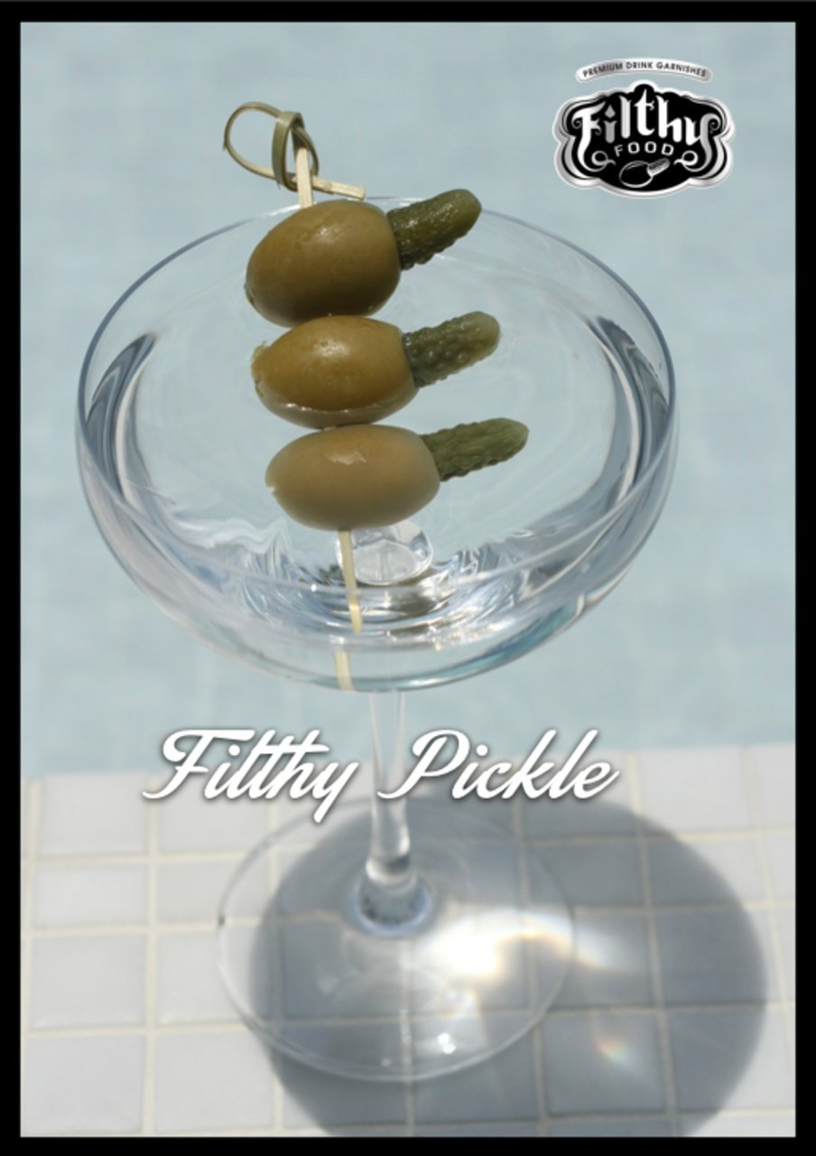 Filthy Pickle Stuffed Olive - Great flavor balance. Smooth, refined Olive and brine flavor with just enough salinity to make it mouth-watering. - 64oz