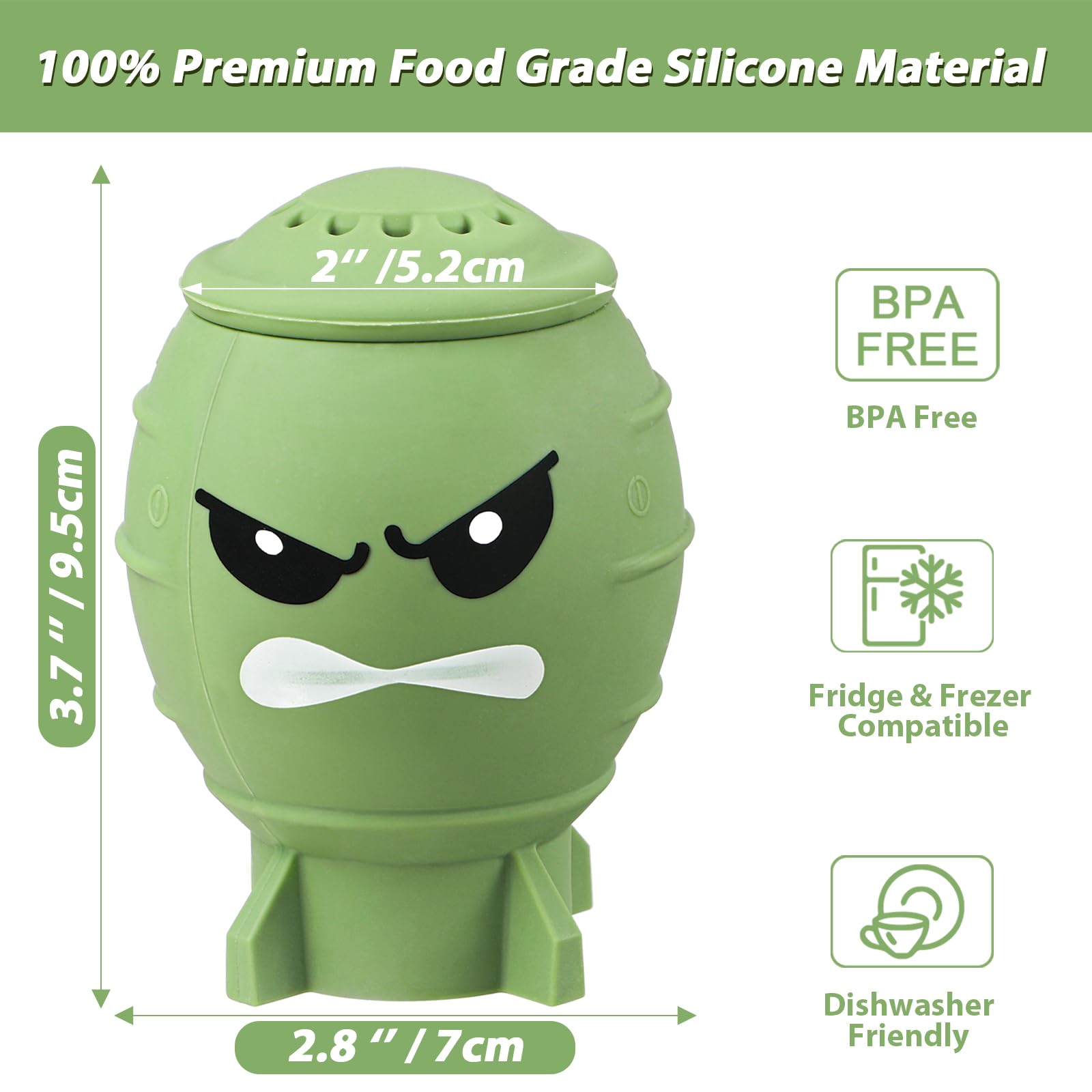 Koluti Fun Guy Fridge Deodorizer, Baking Soda Holder for Refrigerator Odor Absorber, Cute Freezer Smell Eliminator and Reusable Silicone Freshener