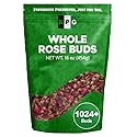 NPG Freeze Dried Rose Buds 16 Oz, Approx. 1,024 Whole Buds, Aromatic Herbal Tea & Edible Flowers for Baking, Bath, Soap Making, Crafts & Potpourri