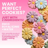 ENCO White Royal Icing Mix, Vanilla Flavor - Easy to Use, Just Add Water, Smooth & Glossy Finish, Fast Drying, Versatile for Cookie Decorating (1.1 lb