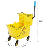 FAHKNS Commercial Mop Bucket with Wringer, 35 Quart Industrial Mop Bucket with Commercial Mop, [No Need to Change Water Frequently], Mop and Bucket