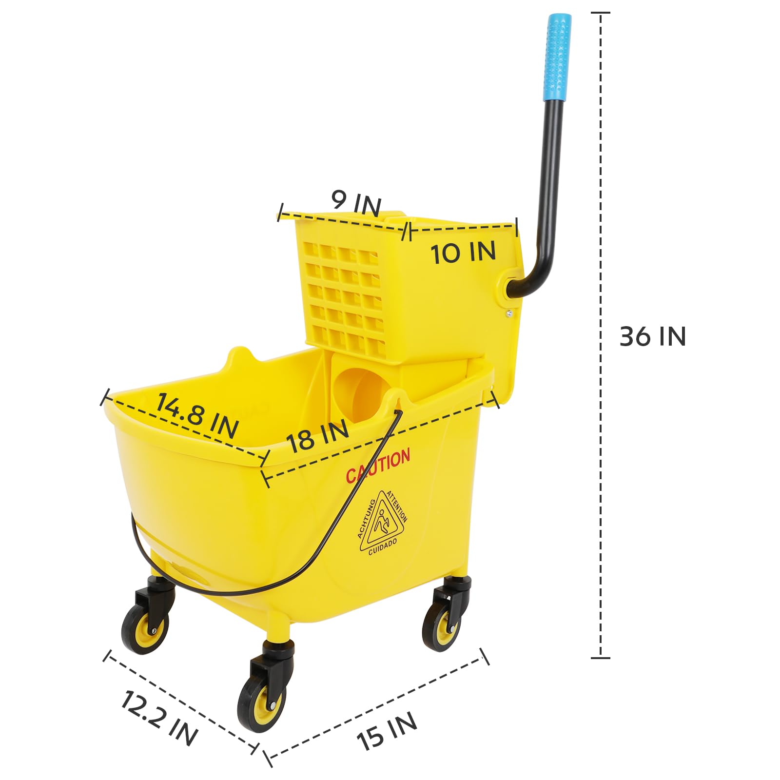 FAHKNS Commercial Mop Bucket with Wringer, 35 Quart Industrial Mop Bucket with Commercial Mop, [No Need to Change Water Frequently], Mop and Bucket