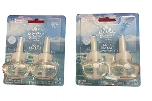 Glade sky & sea salt Limited Edition Plugins Scented Oils Refills 4 Refills 2- Pack of 2
