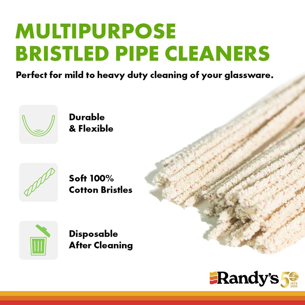 Randy's Black Label Cleaner with 10” Tapered Bristle Pipe Cleaners - All-in-One Cleaning Kit for Glassware, Glasstops, Ceramic, Metal
