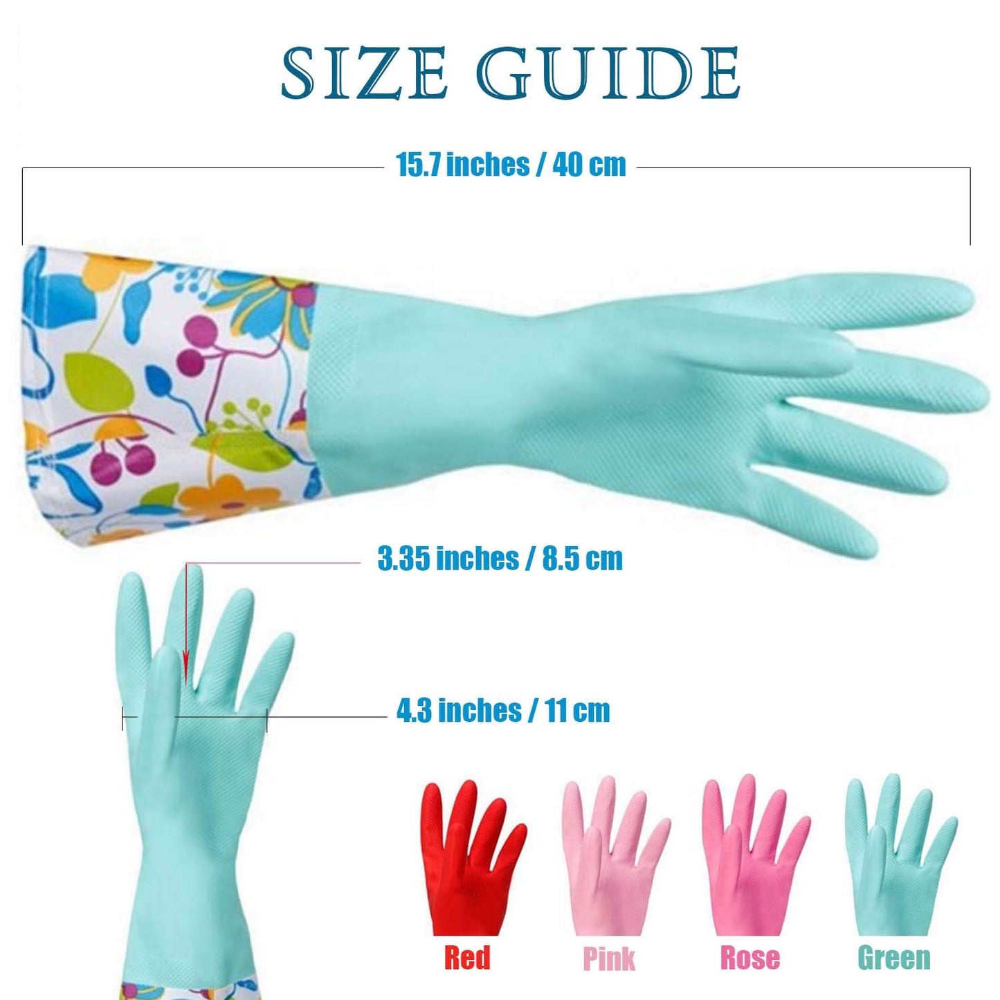Household Rubber Cleaning Dishwashing Latex Gloves Non-slip Waterproof Reuseable?4-Pairs??Free get Cleaning Cloth (1-Pack)