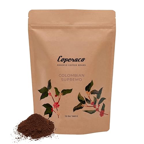 Coperaco Colombian Supremo, Ground Coffee, Rich - Full Body, Cup Profile that's typically Juicy, Fruity and Complex, Caramel - Tart notes, 100%