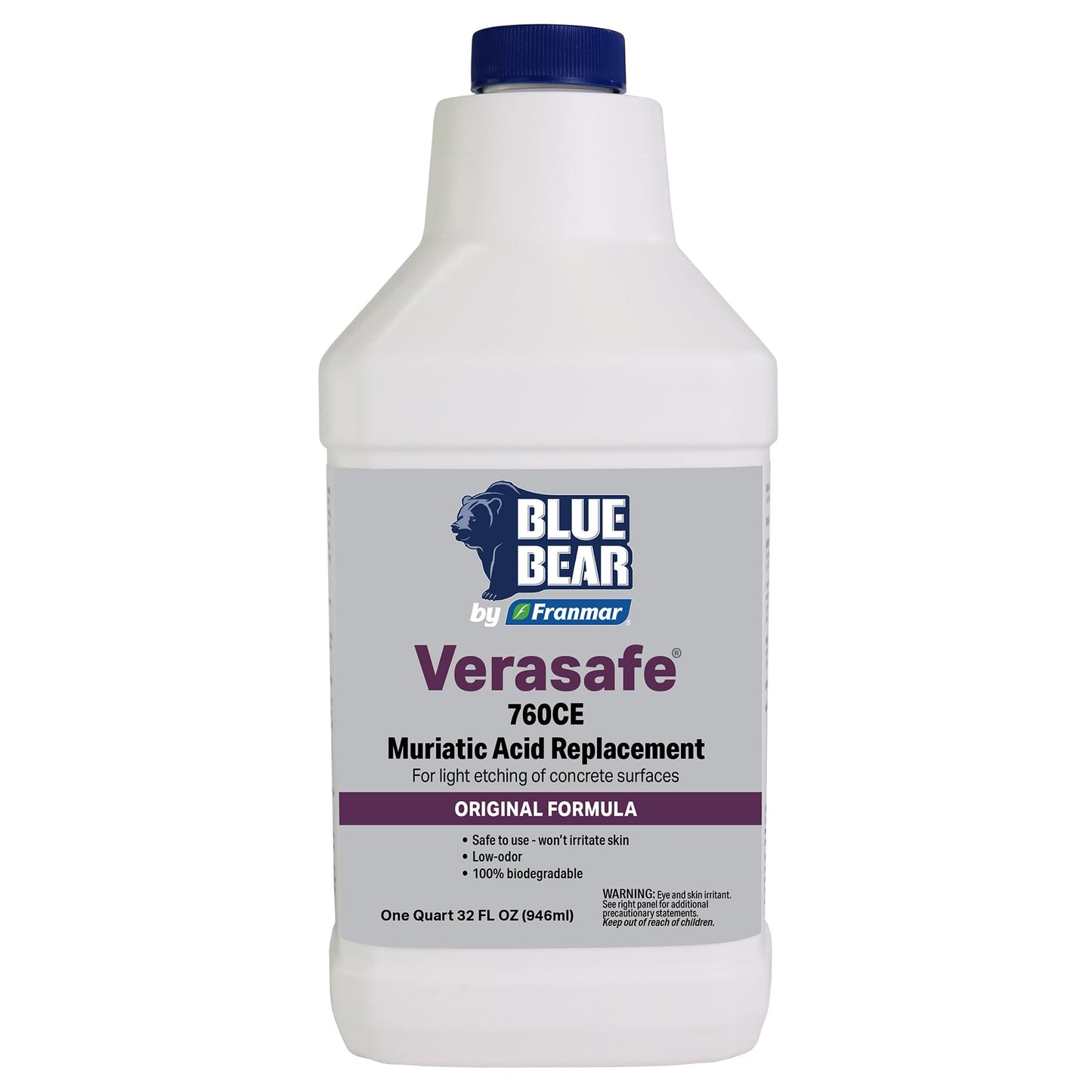 Blue Bear 760CE Verasafe Muriatic Acid Replacement Safer, Fume-Free, Non-Caustic Cleaner & Concrete Etcher Biodegradable Formula for Concrete, Metal