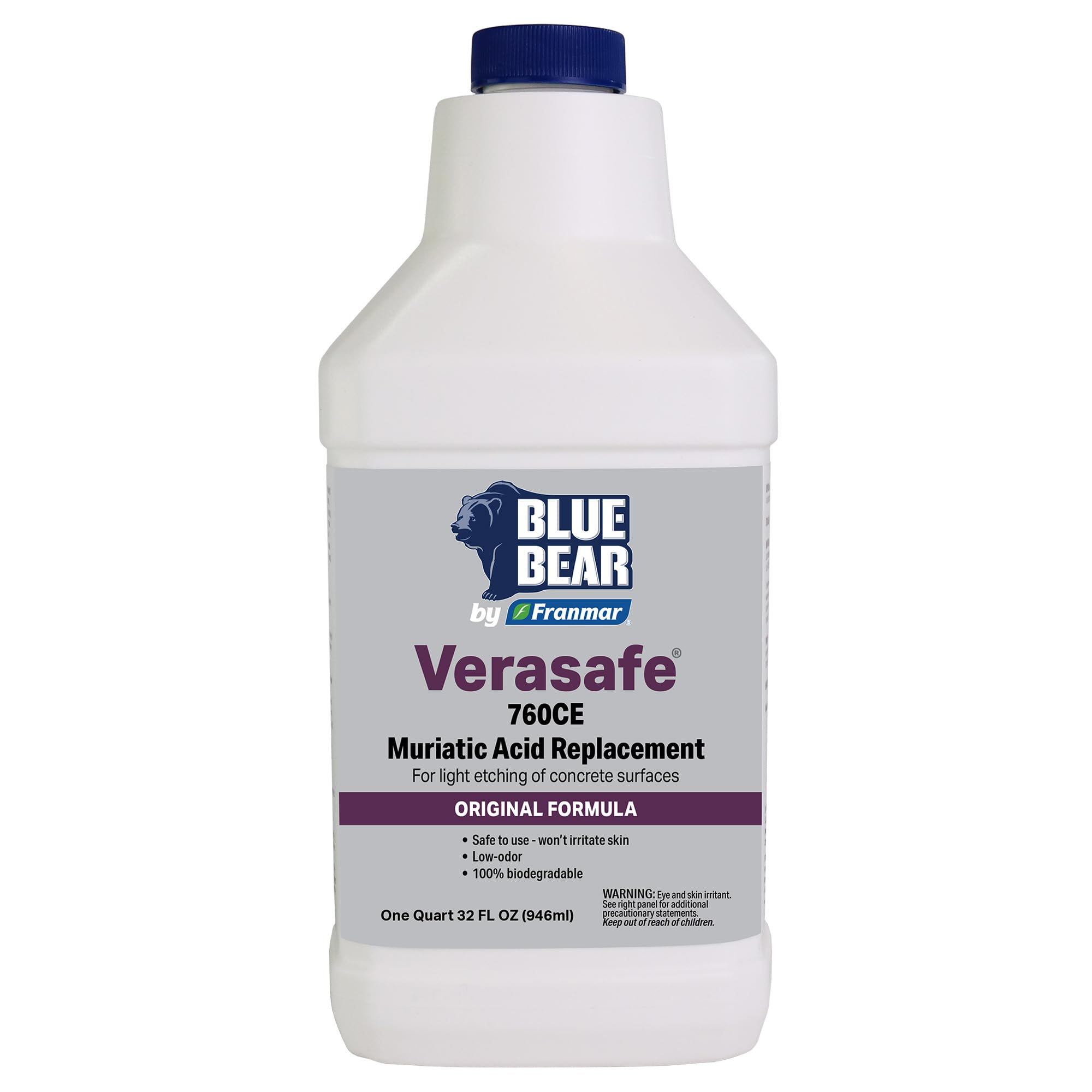 Blue Bear 760CE Verasafe Muriatic Acid Replacement Safer, Fume-Free, Non-Caustic Cleaner & Concrete Etcher Biodegradable Formula for Concrete, Metal