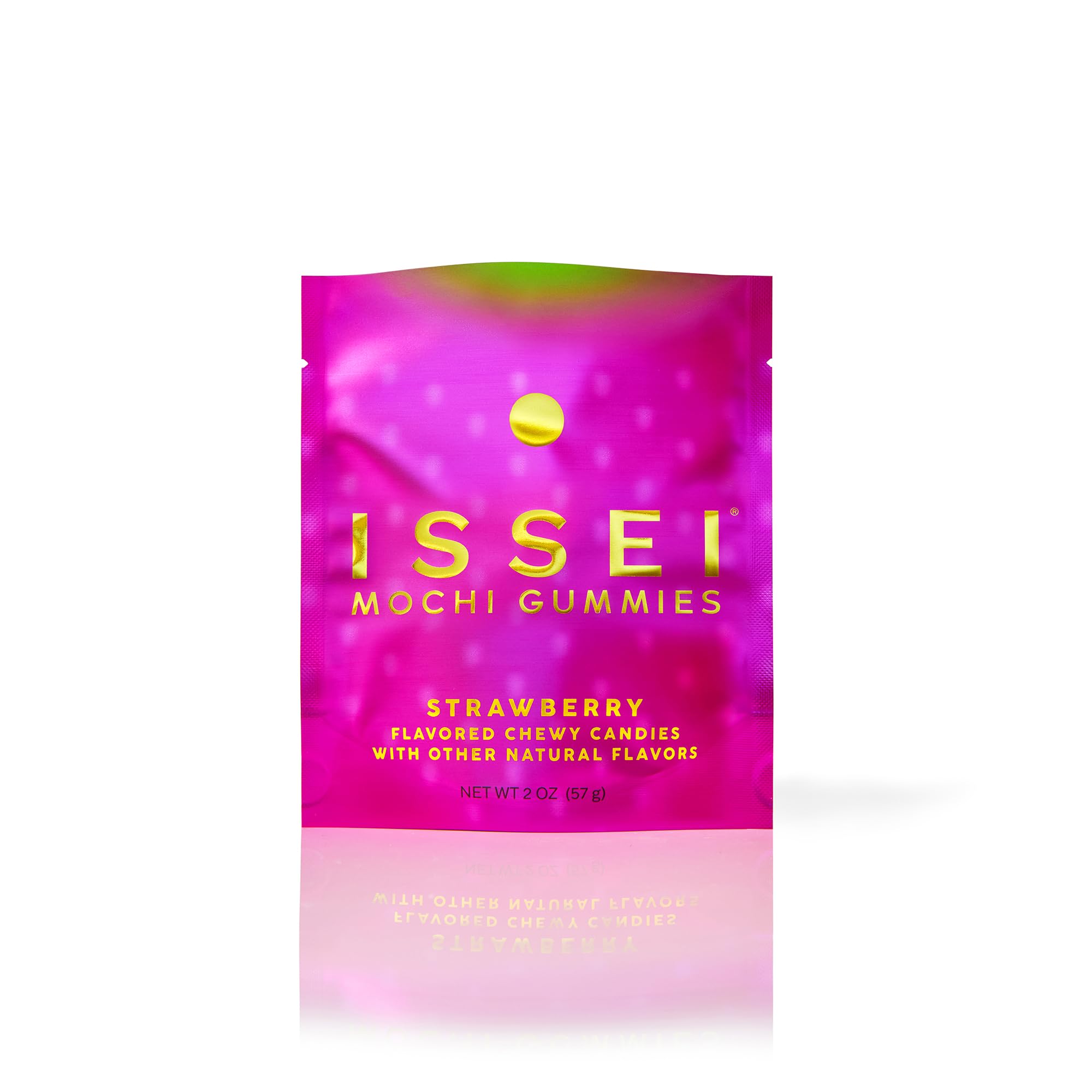 ISSEI Strawberry Mochi Gummies Chewy Candy | Pillowy Soft | Dye-Free with Colors from Natural Sources | Gelatin-Free | Plant-Based | Non-GMO | Award