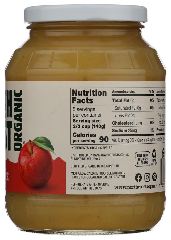 North Coast Apple Sauce Jar Organic, 24 oz (frozen)