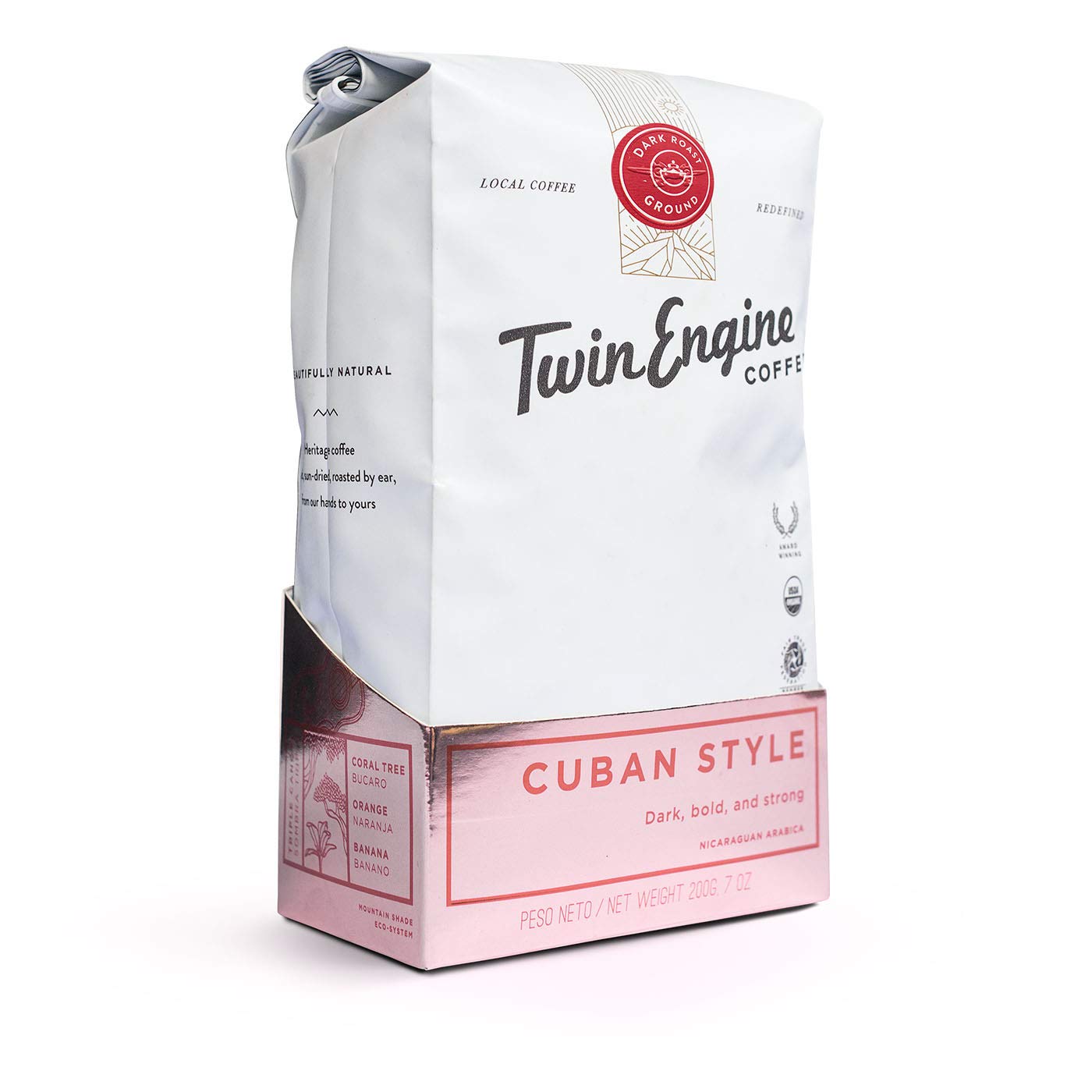 Twin Engine Coffee CUBAN STYLE - Dark Roast, Whole Bean, Nicaraguan Coffee blended and roasted in the Cuban Style, 200g 7.05oz | Rich Specialty Coffee