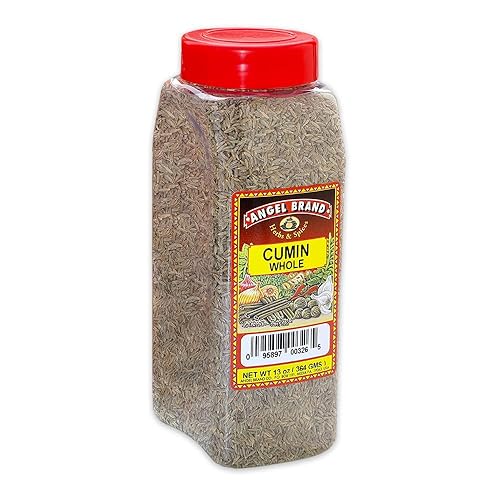 Angel Brand Cumin Seeds Whole 13oz Bottle - Premium Whole Cumin Seeds for Cooking, Spices, and Seasoning - Ideal for Indian, Middle Eastern & Mexican