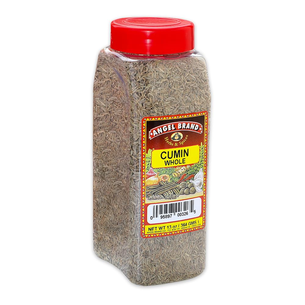 Angel Brand Cumin Seeds Whole 13oz Bottle - Premium Whole Cumin Seeds for Cooking, Spices, and Seasoning - Ideal for Indian, Middle Eastern & Mexican