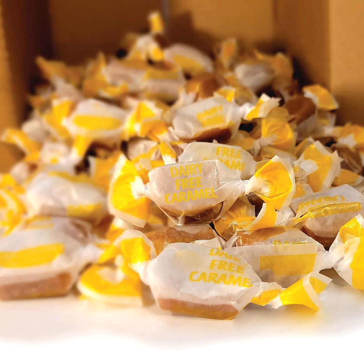 AvenueSweets - Handcrafted Organic Dairy Free Vegan Individually Wrapped Soft Caramels - 1 lb Box - Vanilla