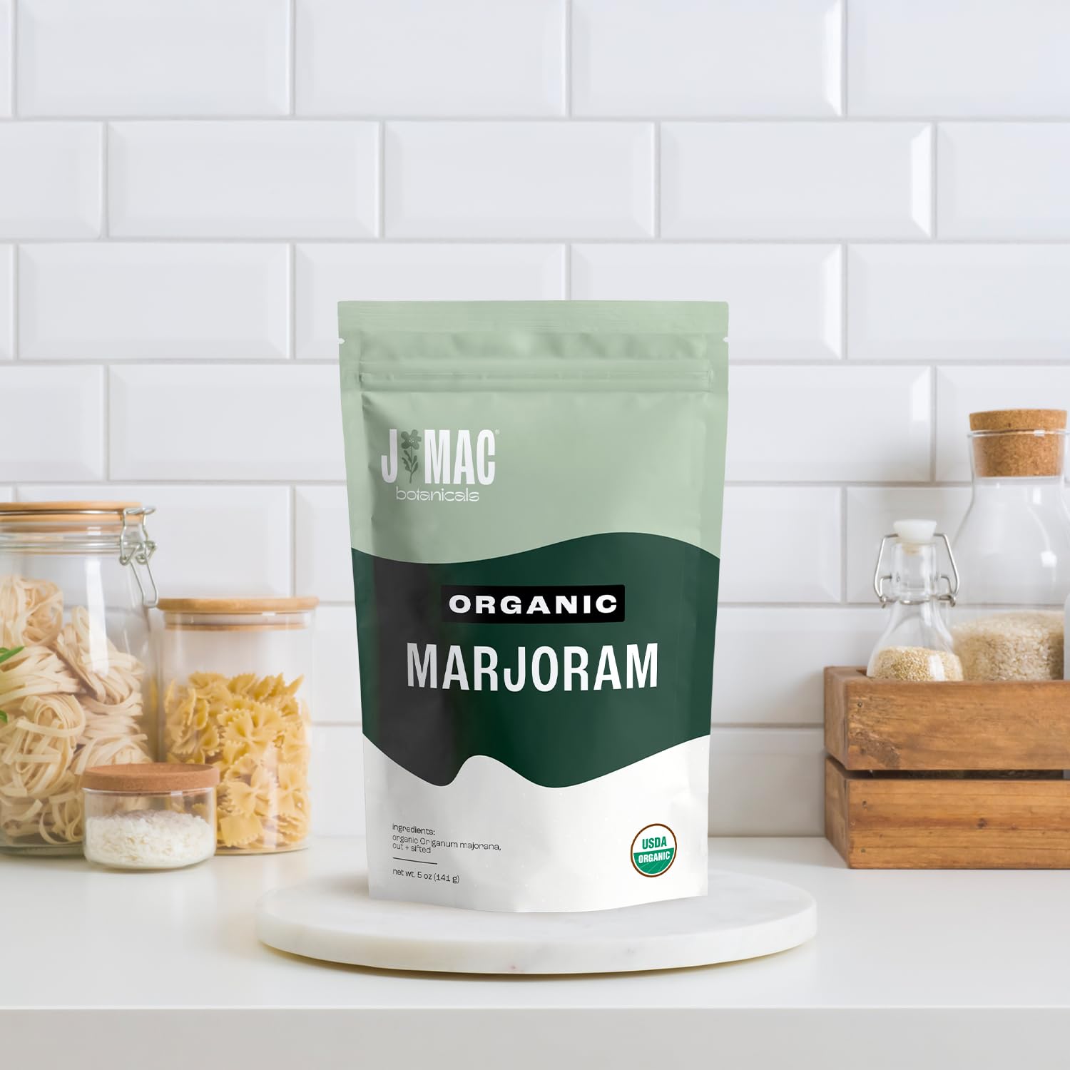 J Mac Botanicals Organic Marjoram (5 oz), dried herb, great for cooking and herbal tea