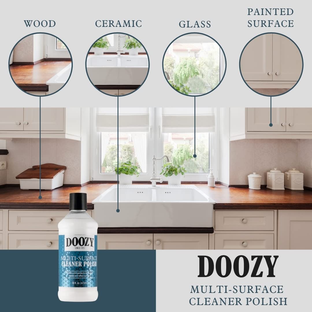 Doozy 16 oz Multi-Surface Cleaner Polish for All Furniture, Wood, Glass, Plastic, Metal, & Ceramic Surfaces - Cleans, Protects, Eliminates Dust