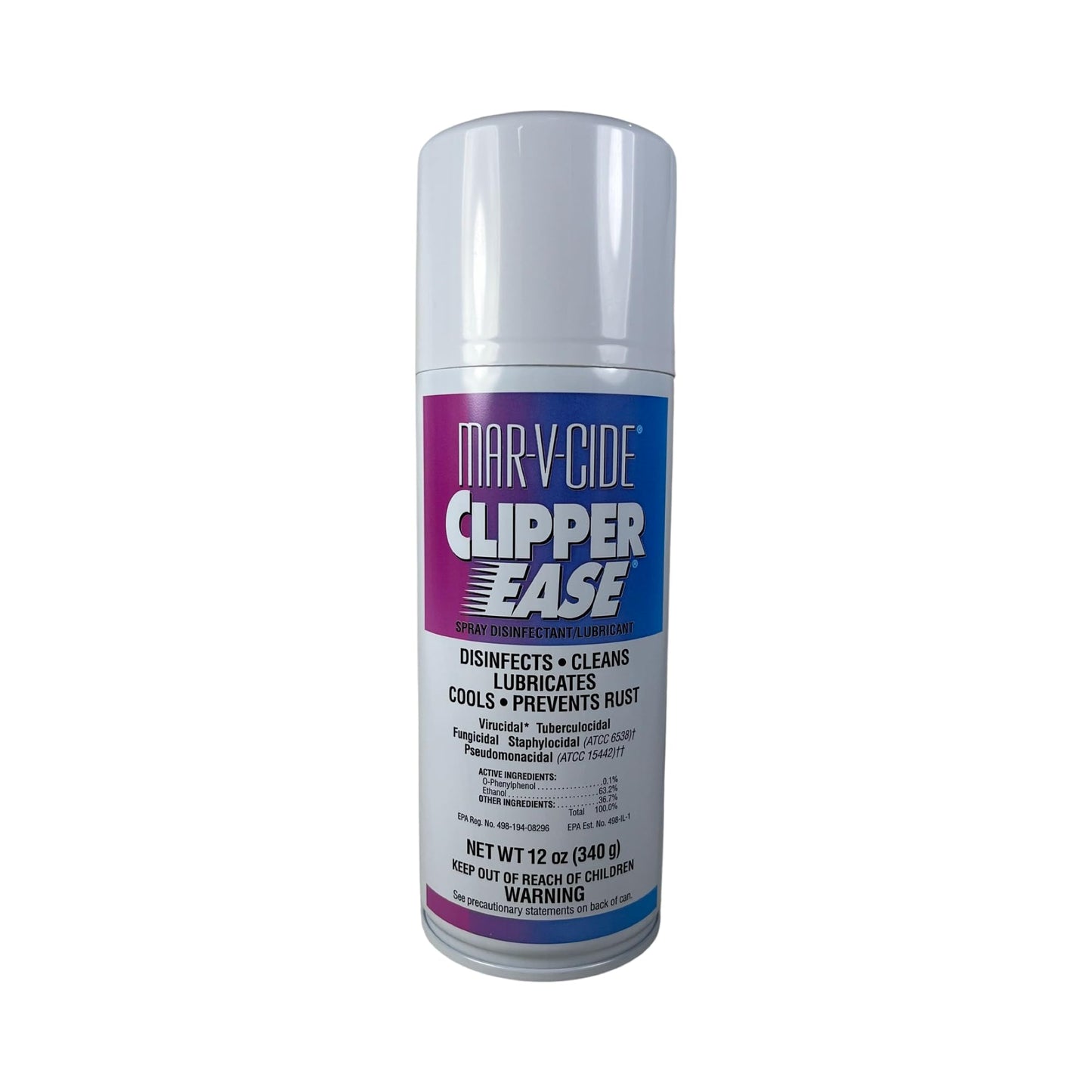 MAR-V-CIDE Clipper Ease Spray Disinfectant - 12 oz | Cleans, Cools, Lubricates & Disinfects Electric Clippers - Antibacterial, Antifungal, Anti-Rust