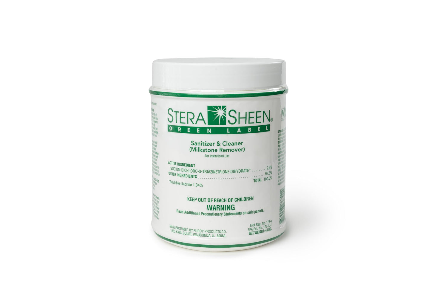 Stera Sheen 4lb Green Label Ice Machine & Ice Maker Cleaner + Sanitizer - Milkstone Remover & Descaler for Scotsman, Soft Serve Equipment