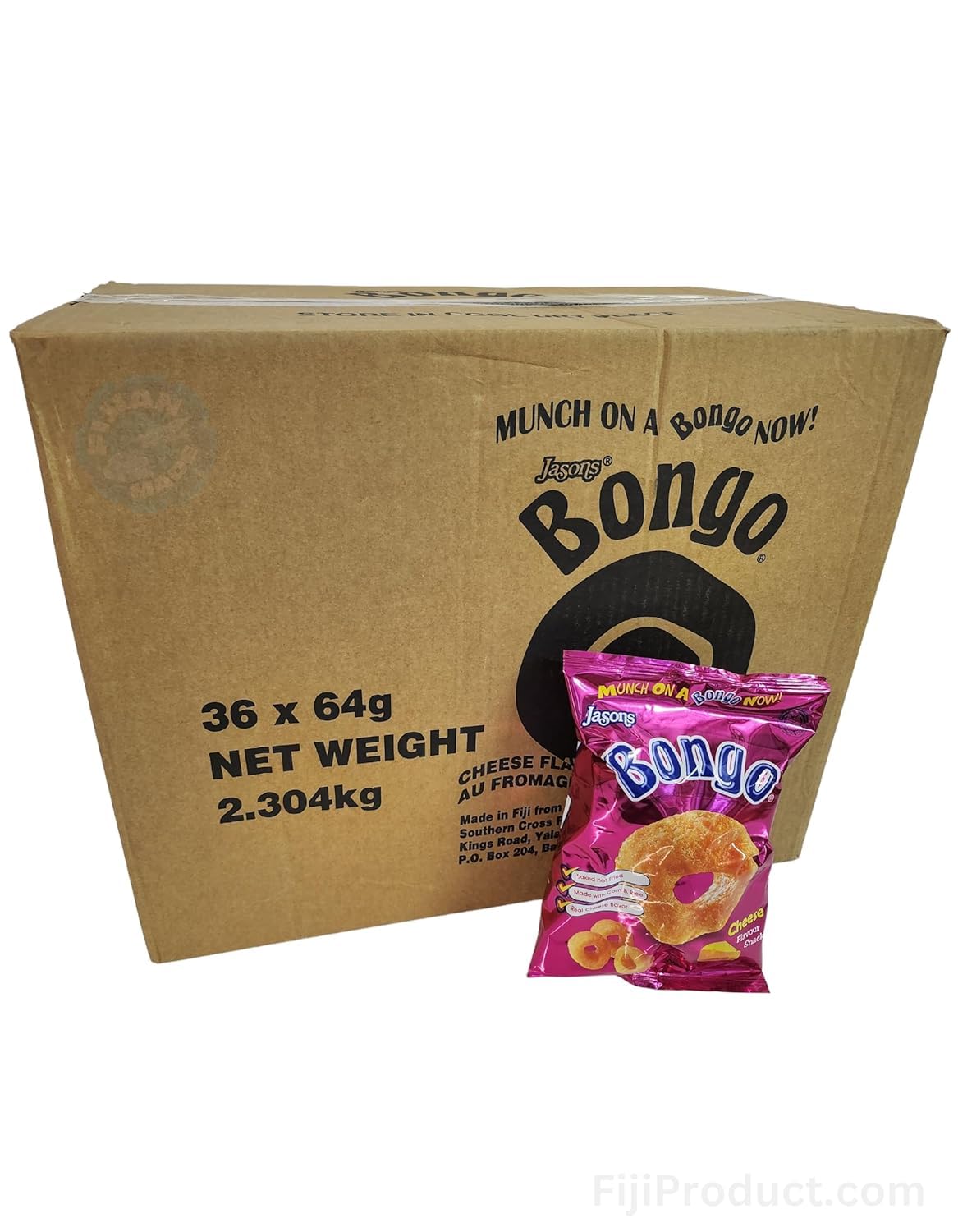 FIJI - Bongo Cheese Flavor Snack (Case Pack Of 36 x 64g EA) Real Unique Cheese Flavor