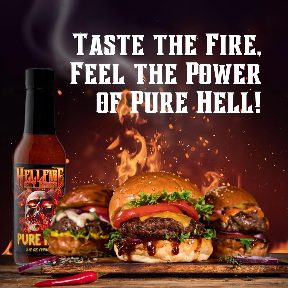 Hellfire Pure Hell Hot Sauce, 7 Pepper Blend, Gourmet, Multi Award-Winning, Amazingly Hot and Flavorful Sauce, 5 oz