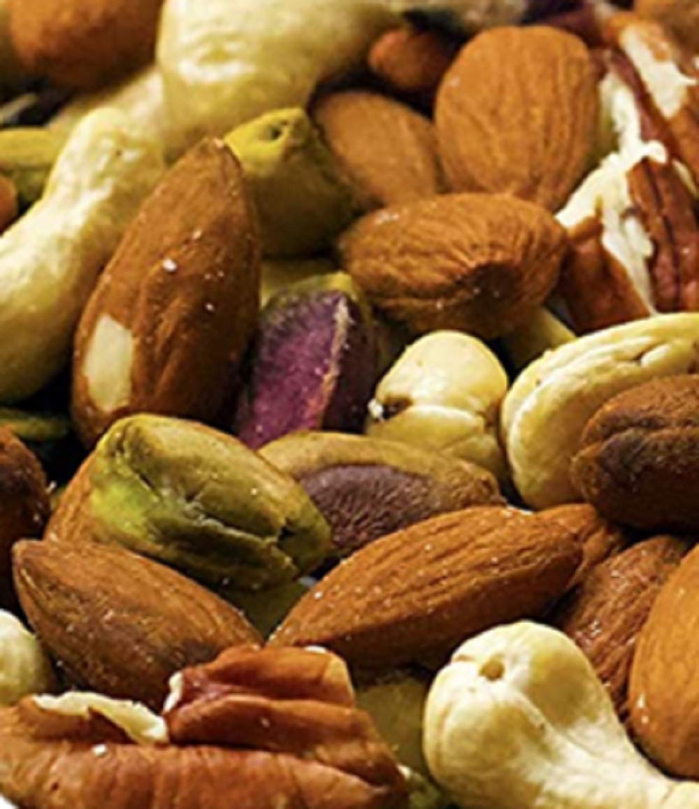 Dry Roasted Deluxe Mixed Nuts with Himalayan Salt (1 Lb.) - A Super Tasty Mix of Almonds, Brazil Nuts, Cashews, Pecans & Pistachios - Farm Fresh Nuts
