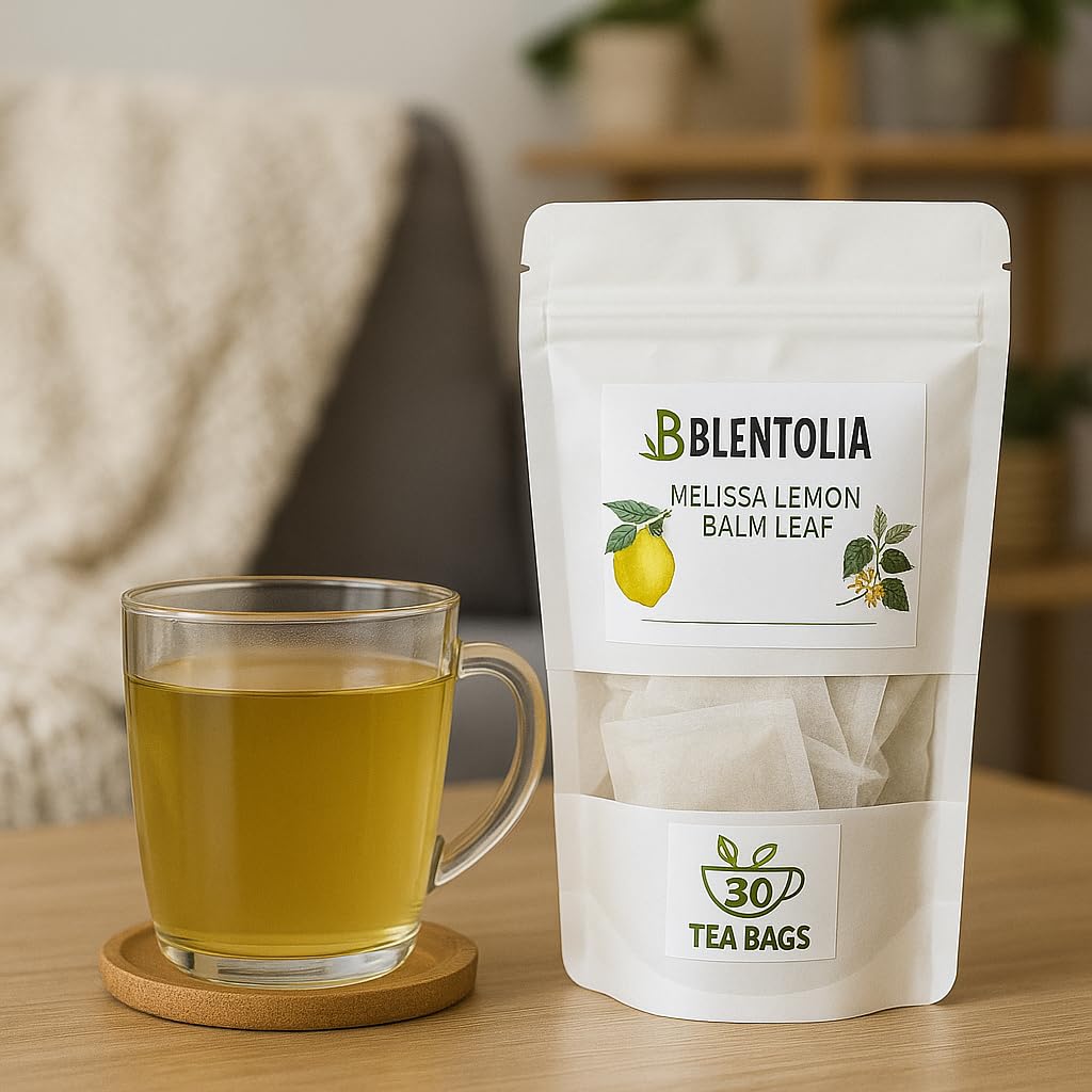 Blentolia Lemon Balm Tea - Melissa Officinalis Herbal Tea Bags - Calming & Soothing - 100% Natural Leaves - 30 Caffeine-Free Tea Bags